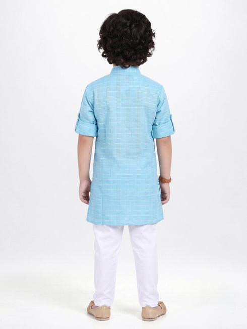 Boys Sky Blue Ethnic Kurta Pyajama | 100% Cotton Festive Wear