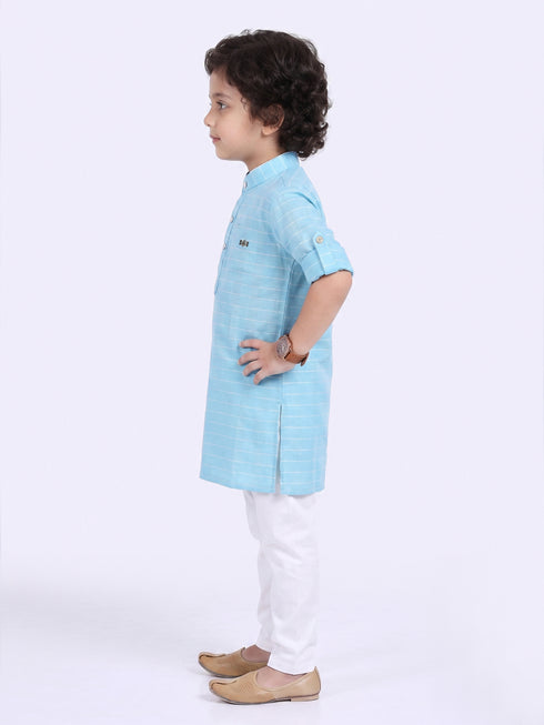 Boys Sky Blue Ethnic Kurta Pyajama | 100% Cotton Festive Wear