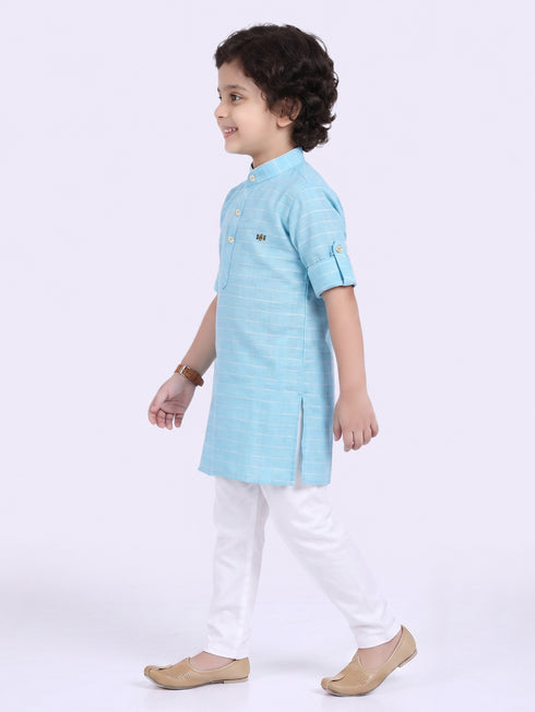 Boys Sky Blue Ethnic Kurta Pyajama | 100% Cotton Festive Wear