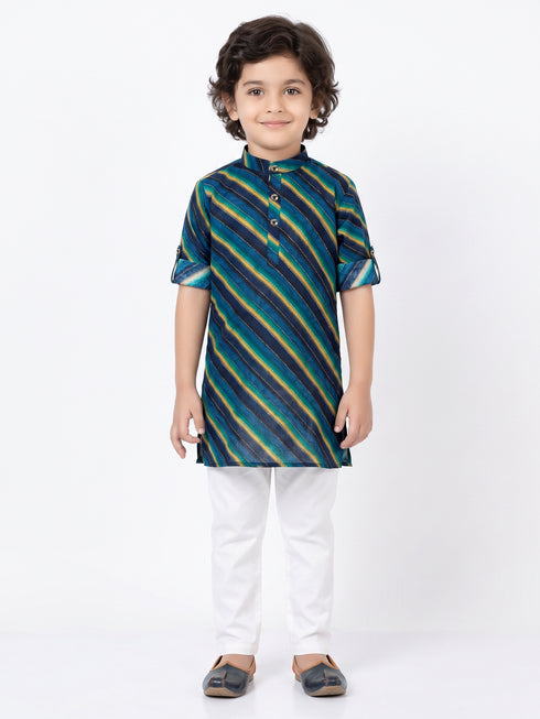 Boys Blue Cotton Kurta Pyajama Set | Momento Fashions