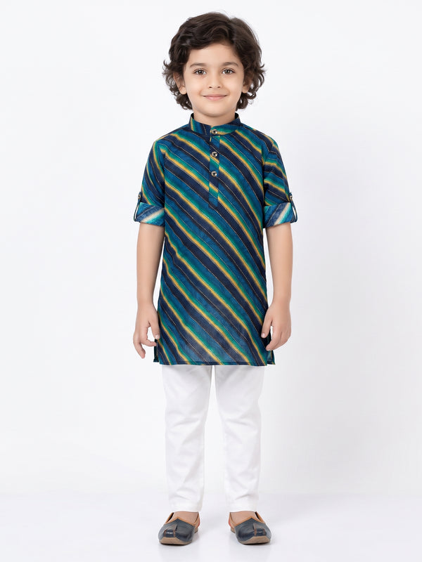 Boys Blue Cotton Kurta Pyajama Set | Momento Fashions