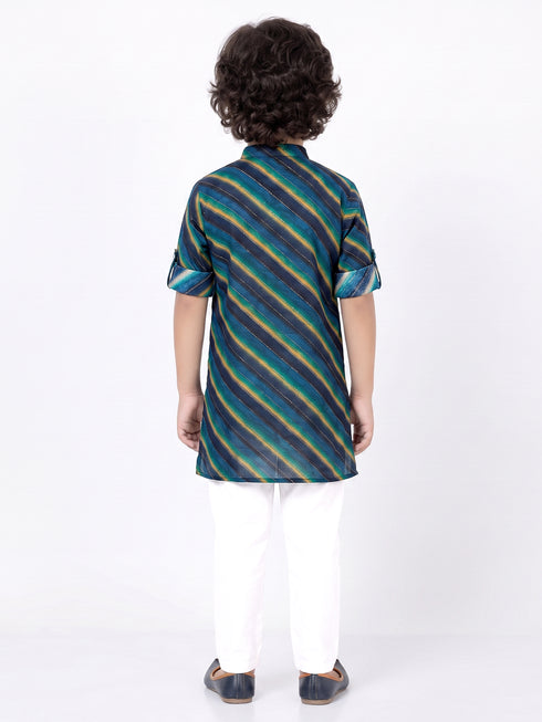 Boys Blue Cotton Kurta Pyajama Set | Momento Fashions