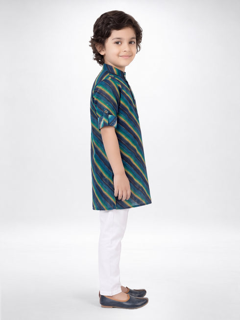 Boys Blue Cotton Kurta Pyajama Set | Momento Fashions