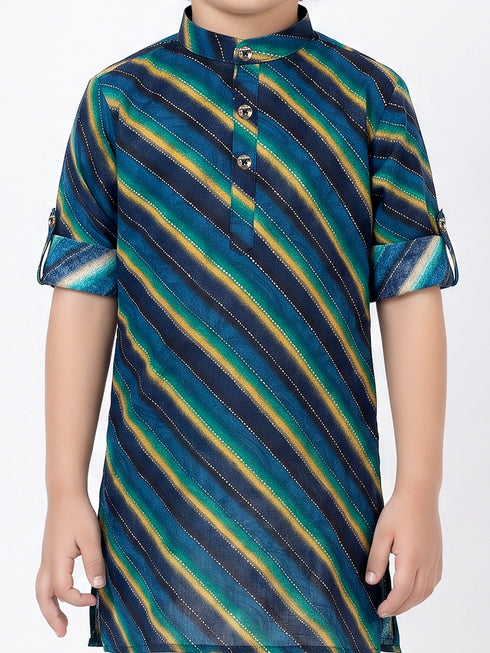 Boys Blue Cotton Kurta Pyajama Set | Momento Fashions