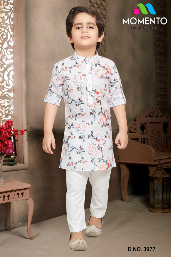 Momento Fashion White Boys Cotton Kurta | Premium Ethnic Collection