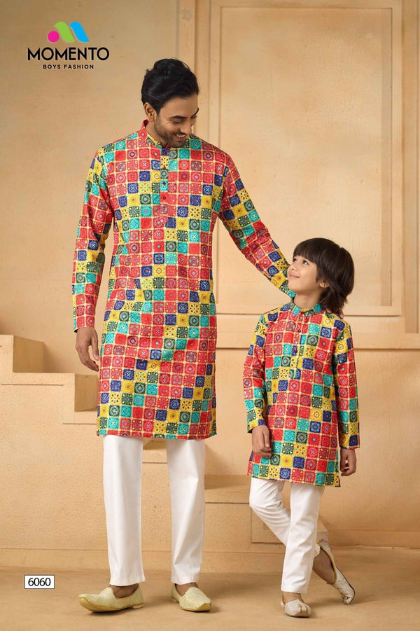 Red Checkered Father Son Combo | 100% Cotton | Momento Fashions