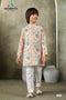 Kids Multicoloured Cotton Kurta | Festive Ethnic Wear with White Trousers