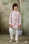 Kids Multicoloured Cotton Kurta | Festive Ethnic Wear with White Trousers