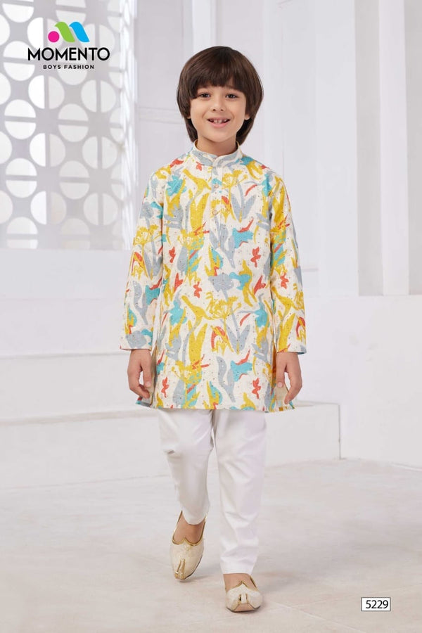 Kids Multicolor Printed Cotton Kurta Pajama Set | Momento Fashions