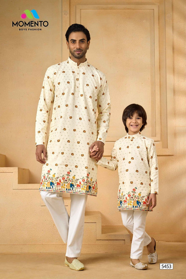 Off White Matching Kurta Set for Father & Son | Momento Fashions